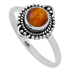 925 silver 1.18cts solitaire natural brown tiger's eye round ring size 8 n47190