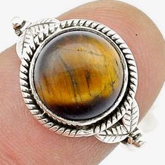 925 silver 4.87cts solitaire natural brown tiger's eye round ring size 8 u55609