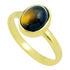 925 silver 2.76cts solitaire natural chalama black opal gold polished ring size 7 u22471