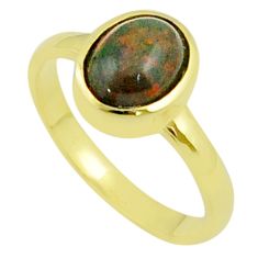 925 silver 2.97cts solitaire natural chalama black opal gold polished ring size 7 u22483