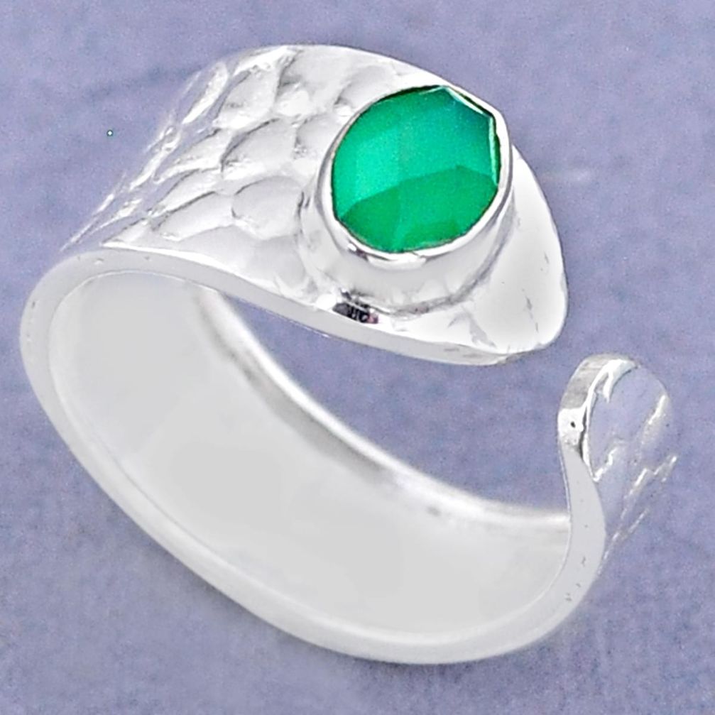 925 silver 1.52cts solitaire natural chalcedony adjustable ring size 8 t47336