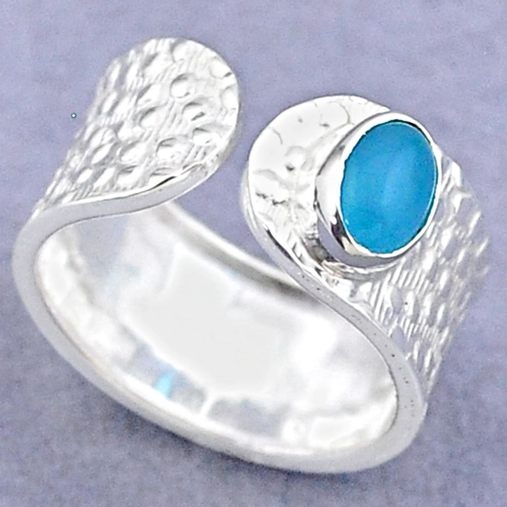 925 silver 1.45cts solitaire natural chalcedony adjustable ring size 7.5 t47363