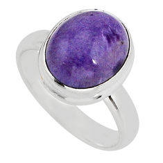 925 silver 4.91cts solitaire natural charoite (siberian) oval ring size 7 y77619
