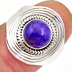 925 silver 3.02cts solitaire natural charoite (siberian) round ring size 7 y4028