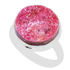 925 silver 13.26cts solitaire natural cobalt calcite druzy ring size 10.5 u89159