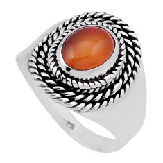 925 silver 2.05cts solitaire natural cornelian (carnelian) ring size 6.5 n40243