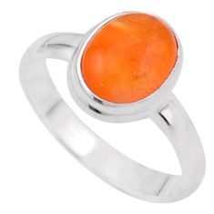 925 silver 4.30cts solitaire natural cornelian (carnelian) ring size 10 u2424