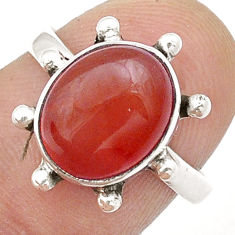 925 silver 4.67cts solitaire natural cornelian (carnelian) ring size 7 u55632