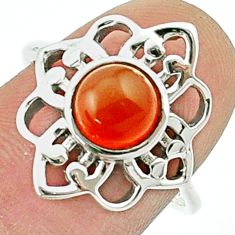 925 silver 2.86cts solitaire natural cornelian (carnelian) ring size 8 u37085