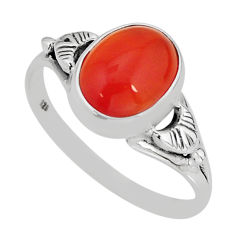 925 silver 4.05cts solitaire natural cornelian (carnelian) ring size 8.5 y77003