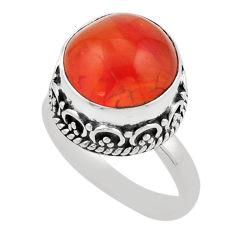 925 silver 6.48cts solitaire natural cornelian (carnelian) ring size 6.5 y92037