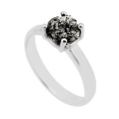 925 silver 2.41cts solitaire natural diamond rough fancy ring size 8.5 y60995