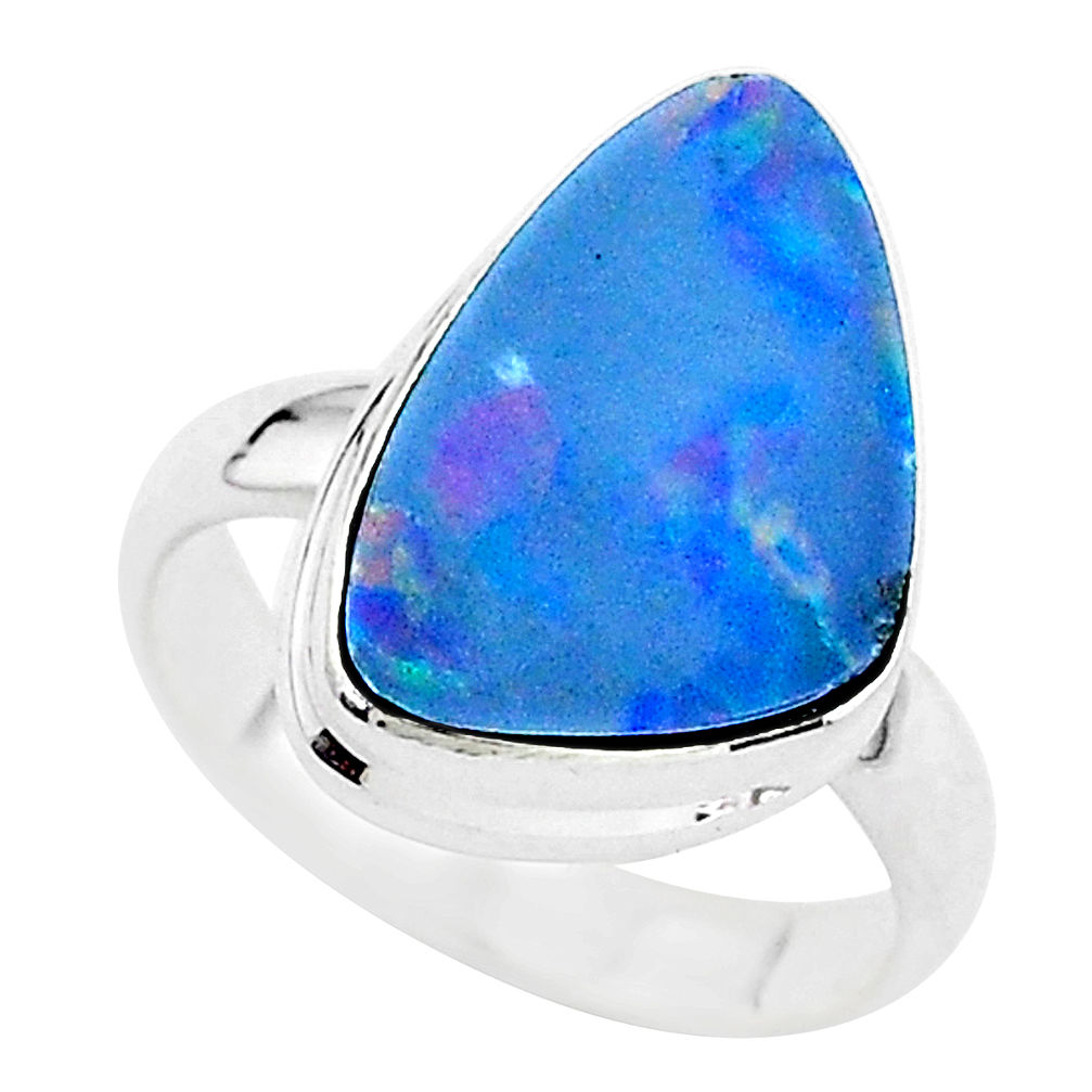 925 silver 4.82cts solitaire natural doublet opal australian ring size 6 t3434