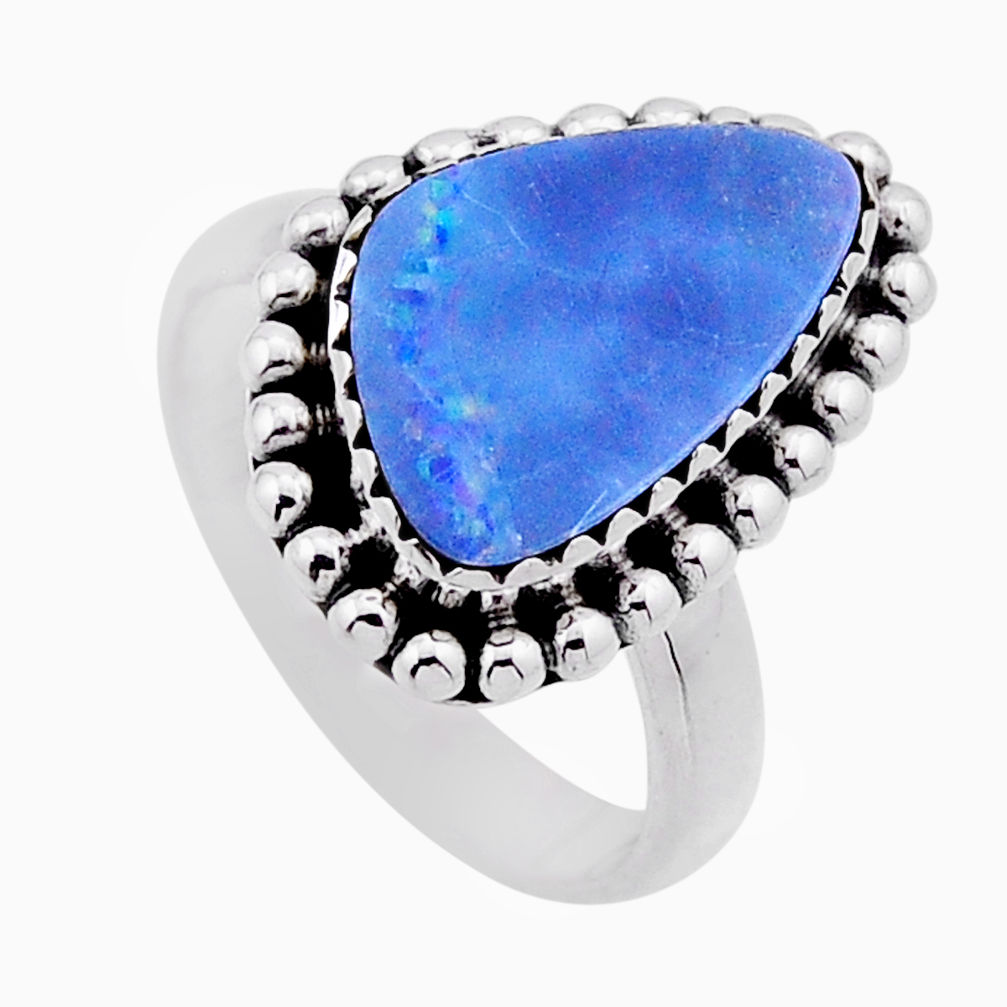 925 silver 4.53cts solitaire natural doublet opal australian ring size 7 n53831