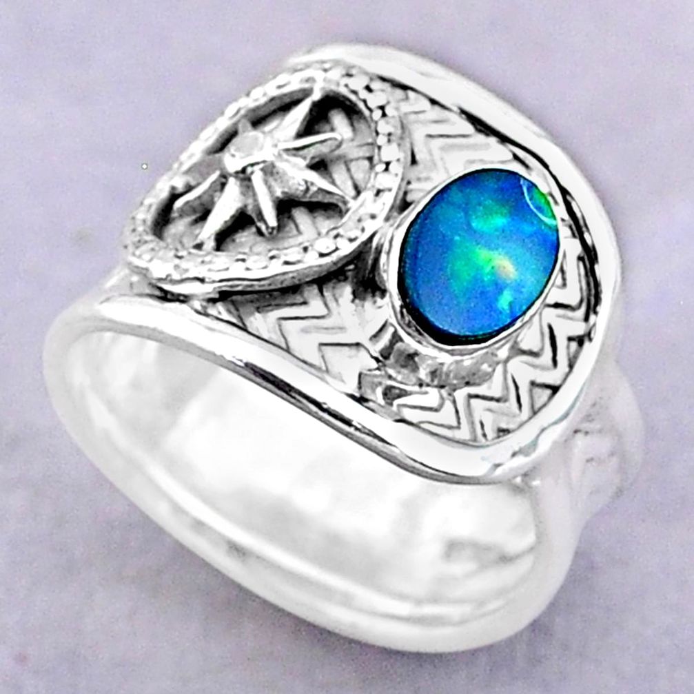 925 silver 1.11cts solitaire natural doublet opal australian ring size 7 t32472