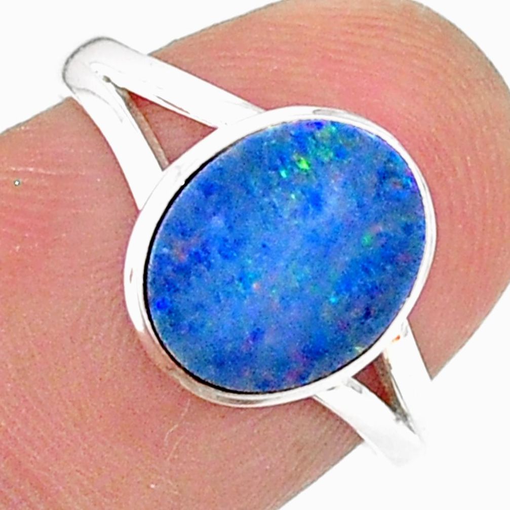 925 silver 2.42cts solitaire natural doublet opal australian ring size 7 t34618