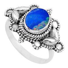 925 silver 1.74cts solitaire natural doublet opal australian ring size 8 t27575