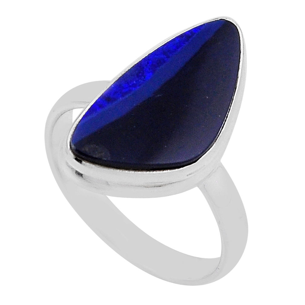 925 silver 5.53cts solitaire natural doublet opal australian ring size 9 n34843