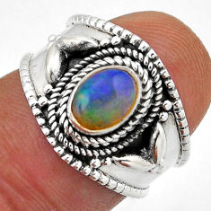925 silver 1.50cts solitaire natural ethiopian opal oval ring size 6 n42939