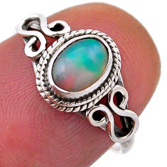 925 silver 1.42cts solitaire natural ethiopian opal oval ring size 6 n48195