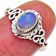 925 silver 1.46cts solitaire natural ethiopian opal oval ring size 7 n34916