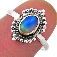 925 silver 1.44cts solitaire natural ethiopian opal oval ring size 7 n48196