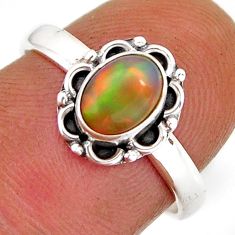 925 silver 1.58cts solitaire natural ethiopian opal oval ring size 7 y78165