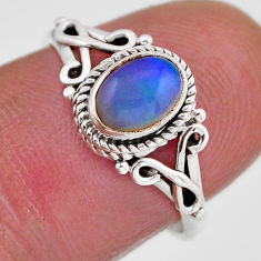925 silver 1.61cts solitaire natural ethiopian opal oval ring size 7 y82977