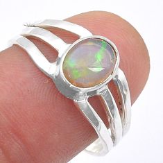 925 silver 1.98cts solitaire natural ethiopian opal oval ring size 8 u60856