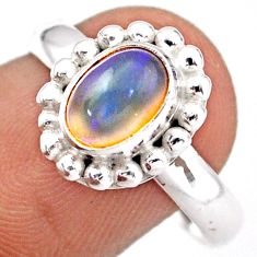 925 silver 2.02cts solitaire natural ethiopian opal oval ring size 8.5 u5586