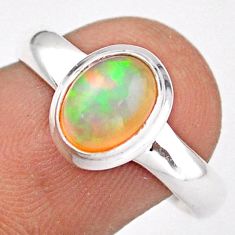 925 silver 2.05cts solitaire natural ethiopian opal oval ring size 7.5 u5589