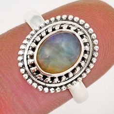 925 silver 2.85cts solitaire natural ethiopian opal oval ring size 7.5 y18737