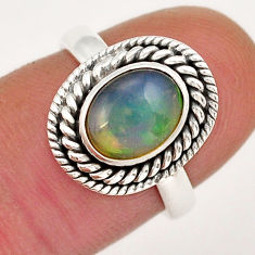 925 silver 2.89cts solitaire natural ethiopian opal oval ring size 6.5 y18740