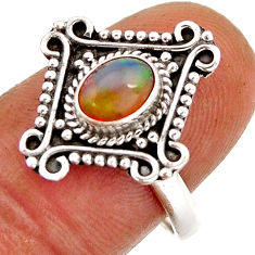 925 silver 1.29cts solitaire natural ethiopian opal oval ring size 8.5 y78150
