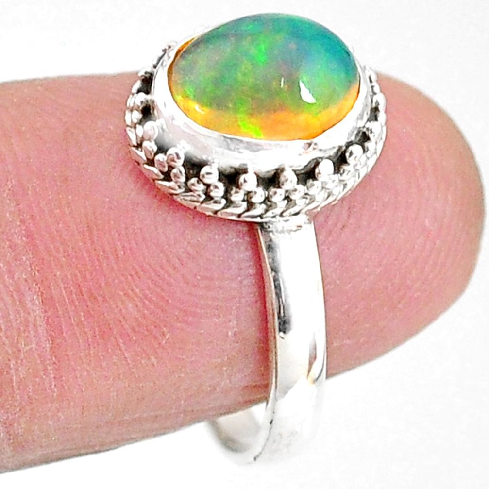 925 silver 2.89cts solitaire natural ethiopian opal oval shape ring size 7 t2697