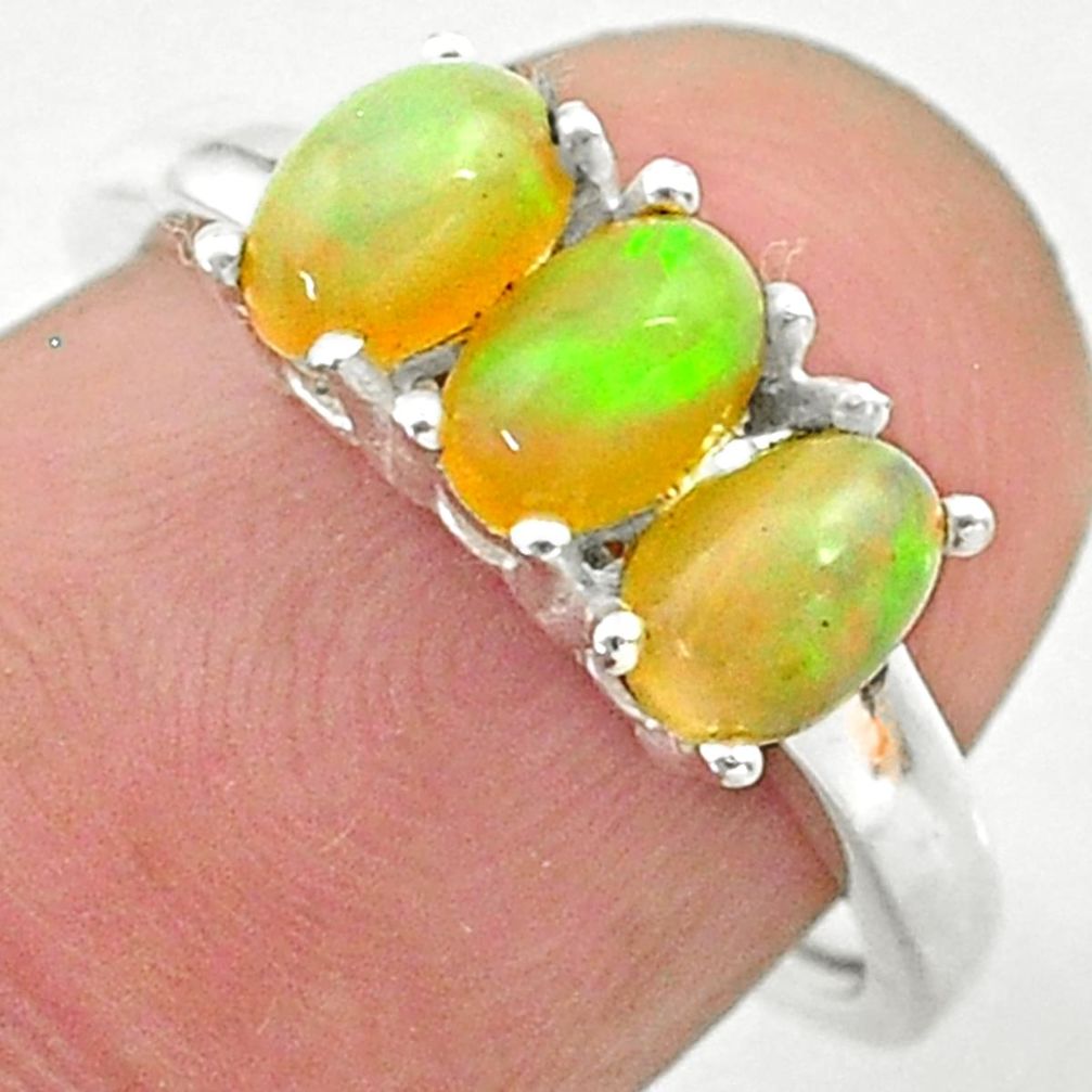 925 silver 2.73cts solitaire natural ethiopian opal ring jewelry size 7 t24008