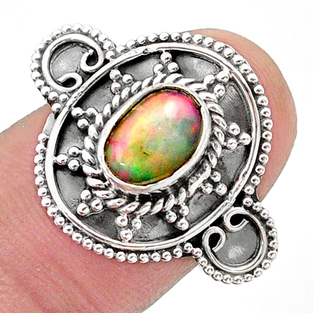 925 silver 1.91cts solitaire natural ethiopian opal ring jewelry size 8.5 t27339