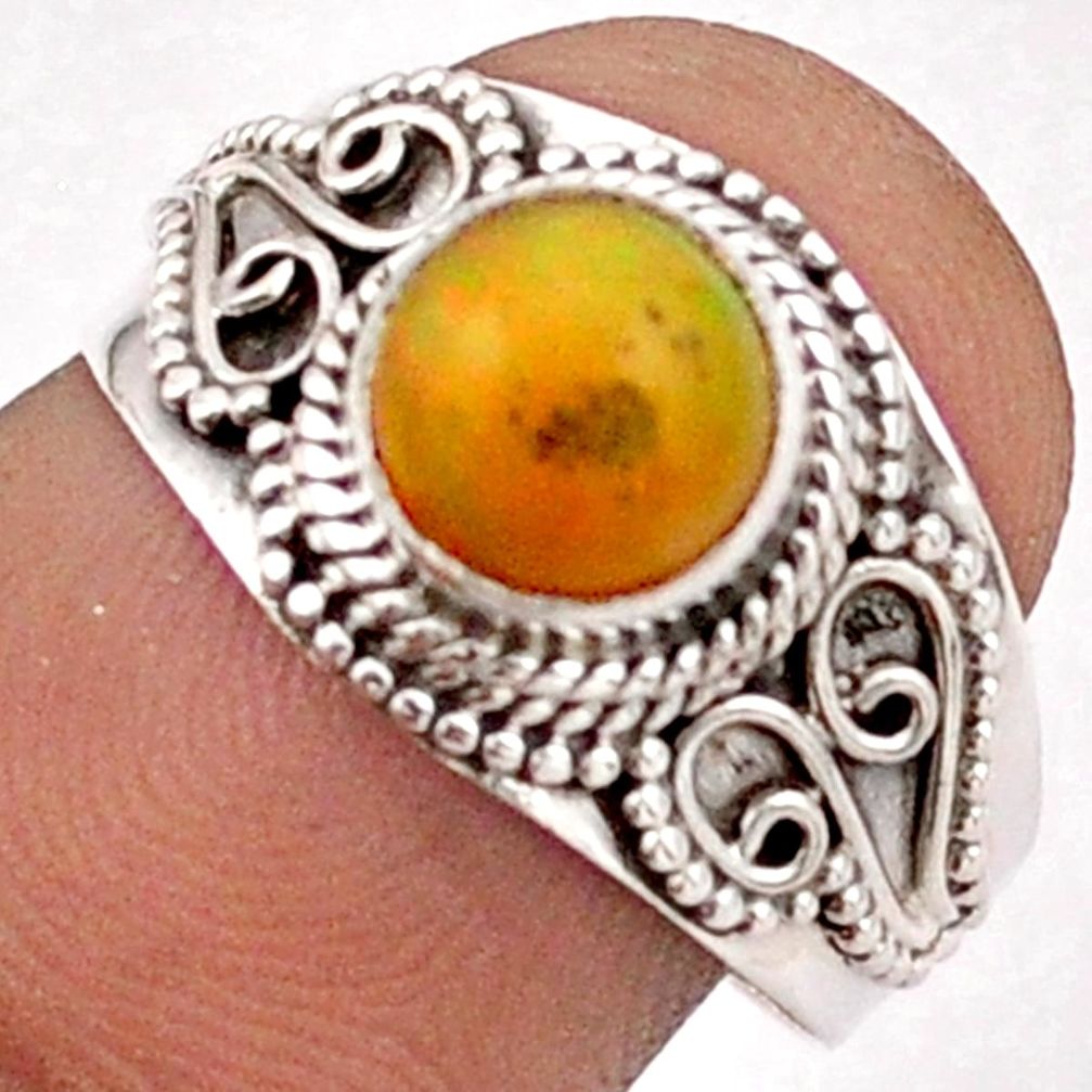 925 silver 2.39cts solitaire natural ethiopian opal ring jewelry size 7.5 t91968