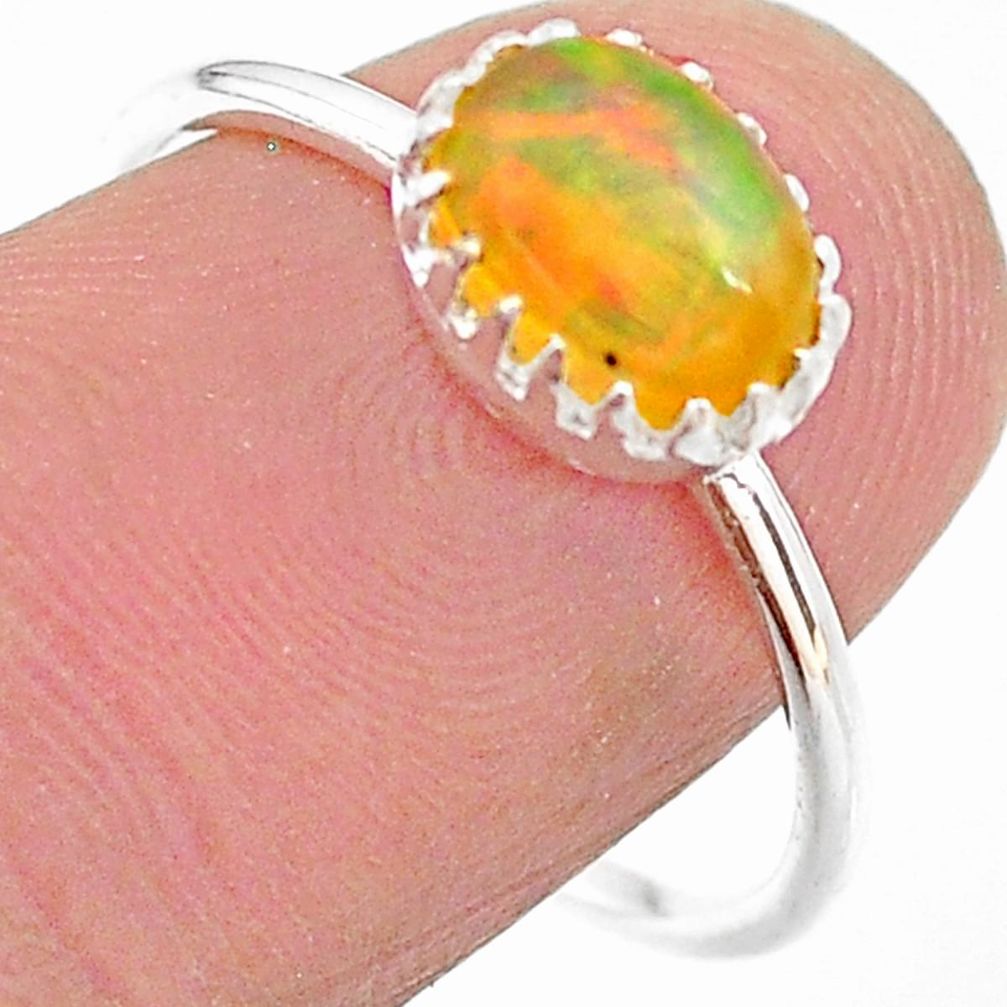 925 silver 1.93cts solitaire natural ethiopian opal ring size 8.5 t22264