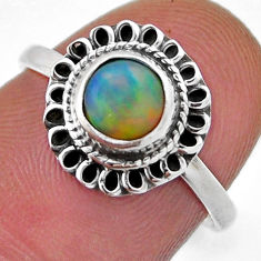 925 silver 1.03cts solitaire natural ethiopian opal round ring size 6.5 n45844