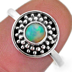 925 silver 0.90cts solitaire natural ethiopian opal round ring size 8 n45853