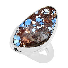 925 silver 12.85cts solitaire natural golden hills turquoise ring size 6 y75574