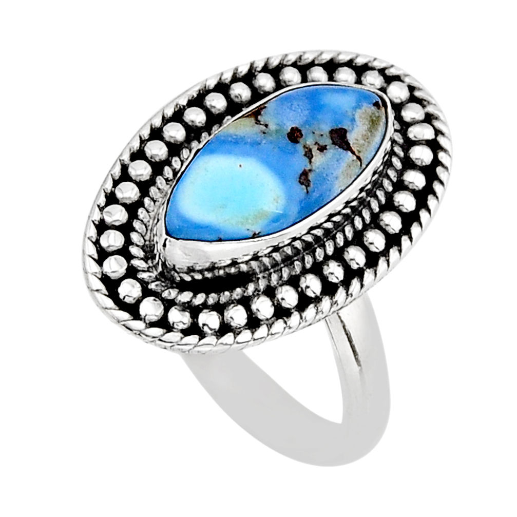 925 silver 6.72cts solitaire natural golden hills turquoise ring size 8.5 y75649