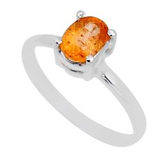 925 silver 1.46cts solitaire natural golden imperial topaz ring size 8 y1879