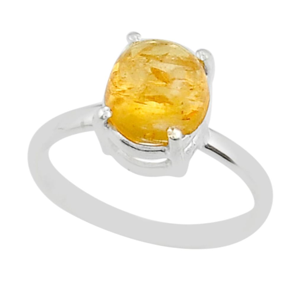 925 silver 3.22cts solitaire natural golden imperial topaz ring size 6.5 y25876