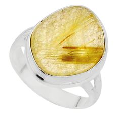 925 silver 13.28cts solitaire natural golden tourmaline rutile ring size 8 u5238