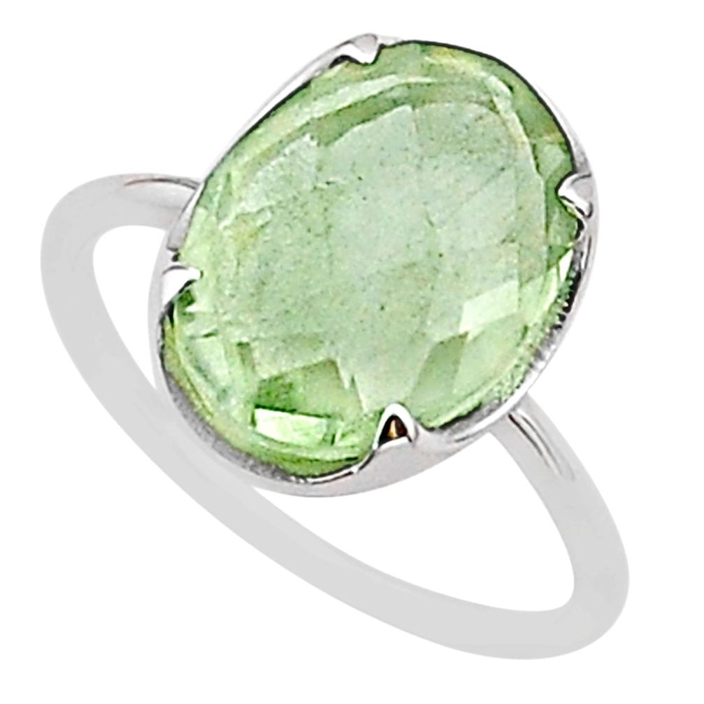 ts solitaire natural green amethyst oval ring size 8.5 t66070