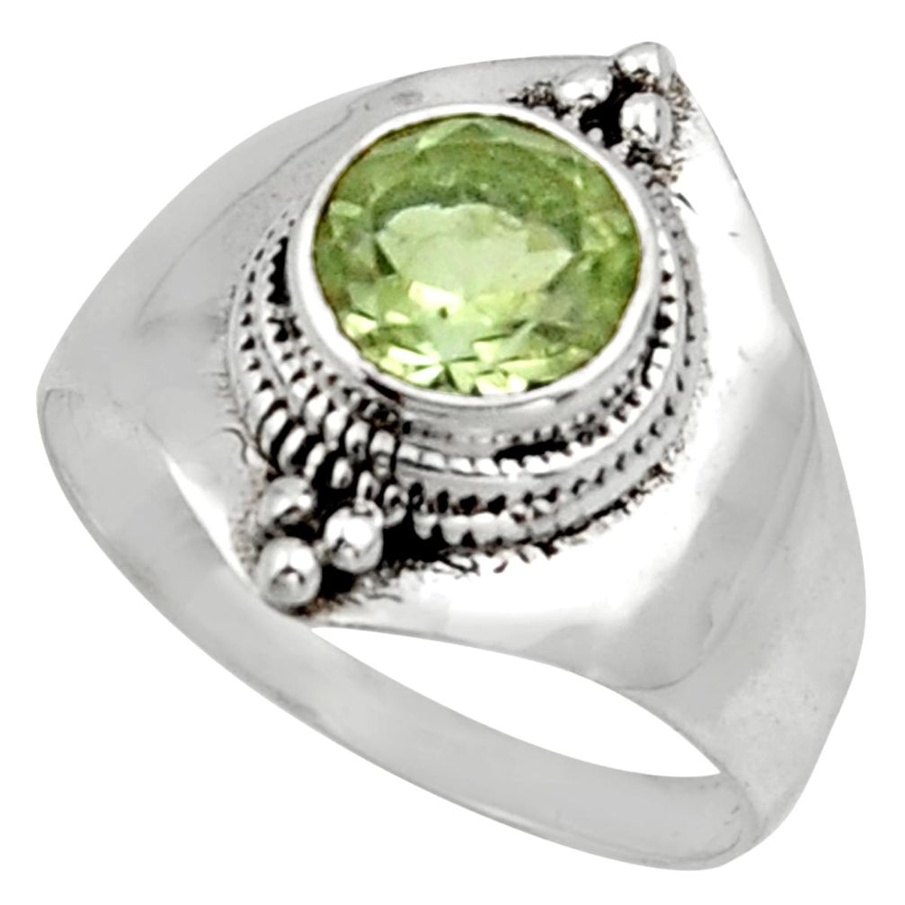 925 silver 2.33cts solitaire natural green amethyst round ring size 8.5 r40873