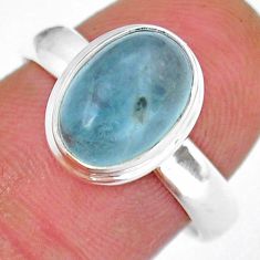 925 silver 4.21cts solitaire natural green aquamarine oval ring size 7.5 y16472