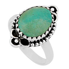 925 silver 4.69cts solitaire natural green aventurine oval ring size 7 n34352